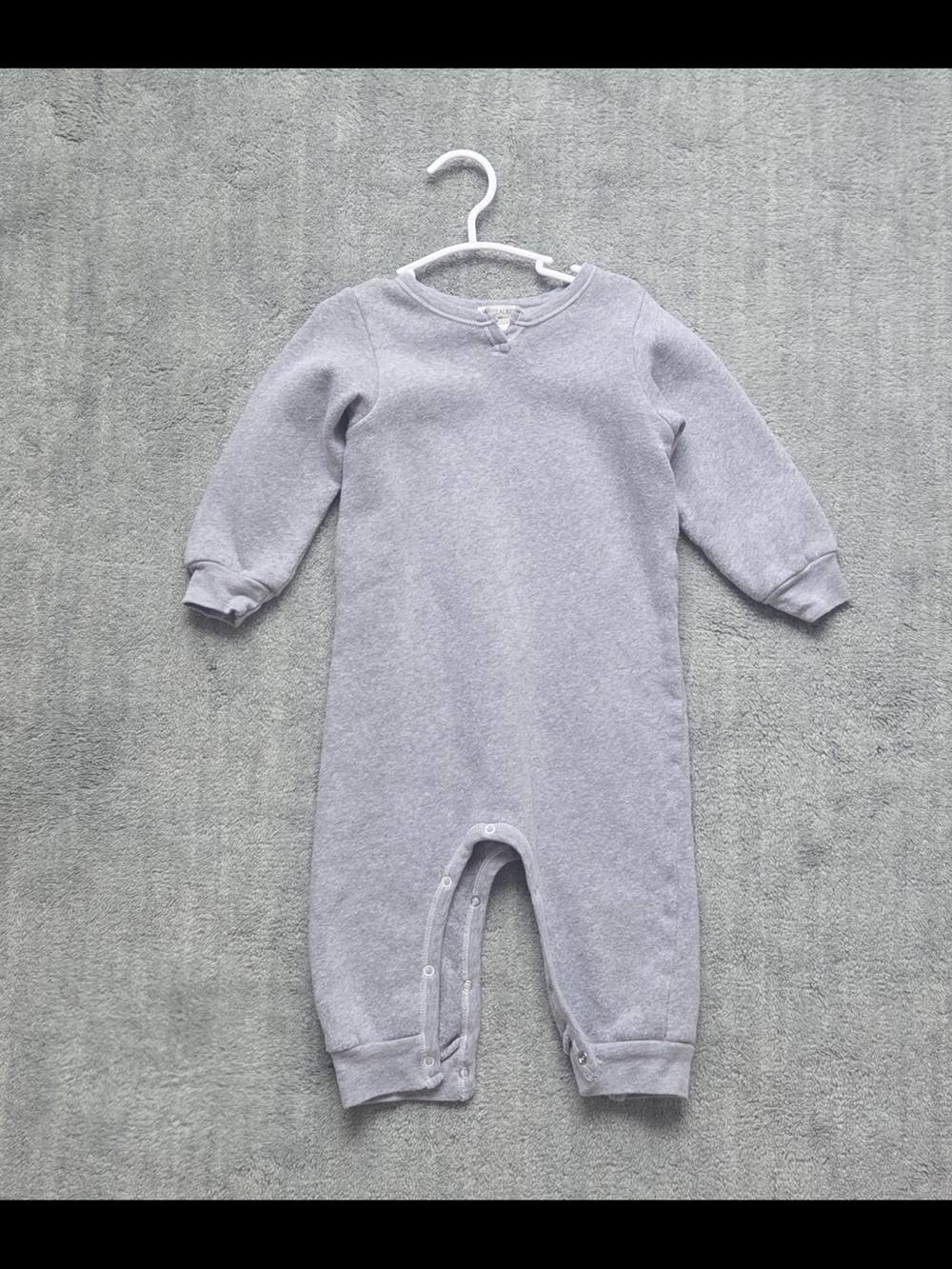 Soft Gray Long-Sleeve Infant One-Piece Bodysuit LIKE NEW